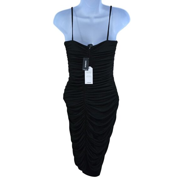 Body Contour Ruched little Black Dress whimsygoth elegant classic capsule glam - Picture 2 of 8